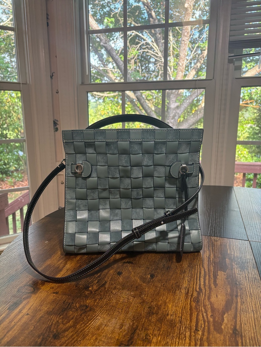 Tory Burch Lee Radziwill Leather Woven Double Satchel - Picture 7 of 7